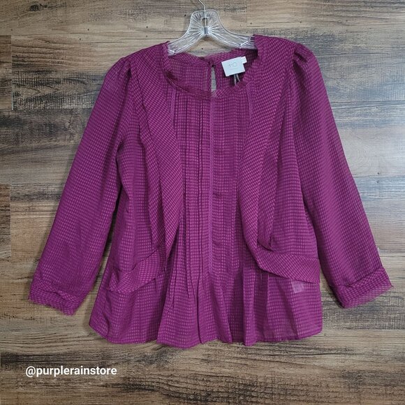 HD in Paris Anthropologie Blouse Top 4P Thistleberry Ruffle Pintuck Ethereal - Picture 1 of 13